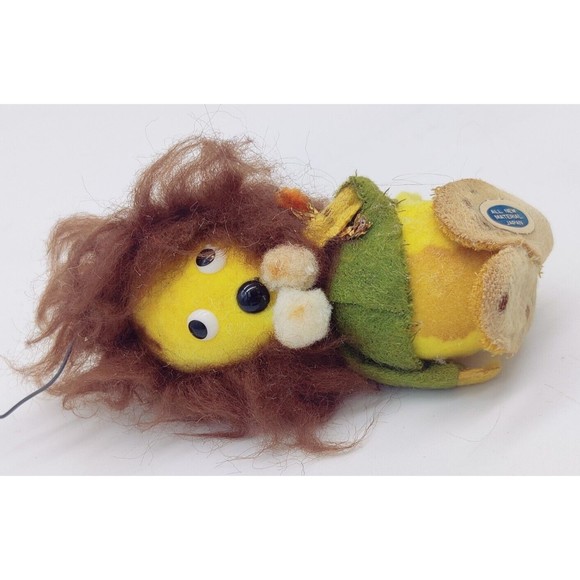 Vintage Christmas Ornament Mid Century MCM Top Flocked Felt Lion Japan 50s? 60s? - Picture 2 of 10